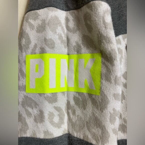 PINK Victorias Secret Reflective Sweater Grey and Neon Green - Picture 2 of 4